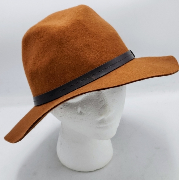 Ecote Urban Outfitters Boho Wool Brown Fedora Wide Brim Hat Rust One Size - Picture 2 of 12